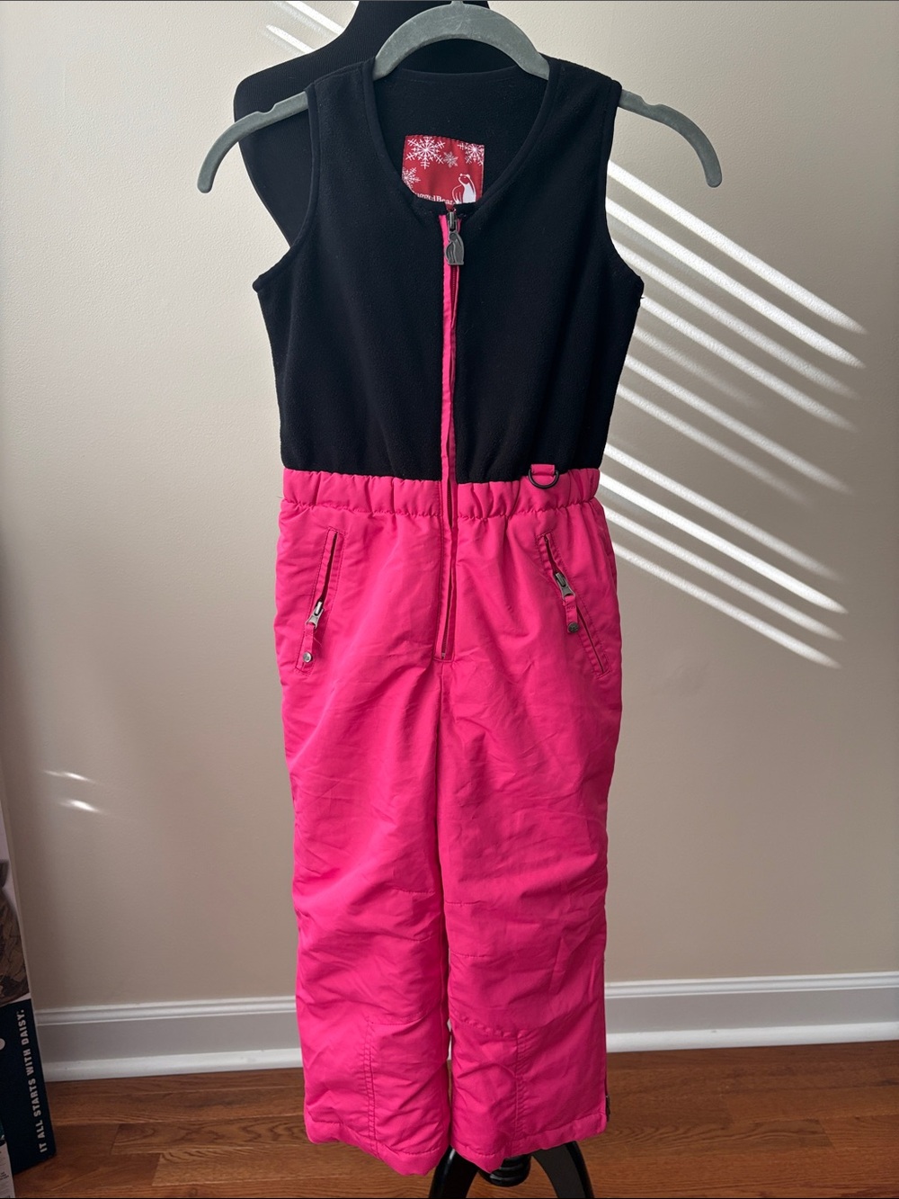 Rugged Bear Black and Hot Pink Girls Snow Bib Pants Kids size 5/6 - Picture 4 of 14